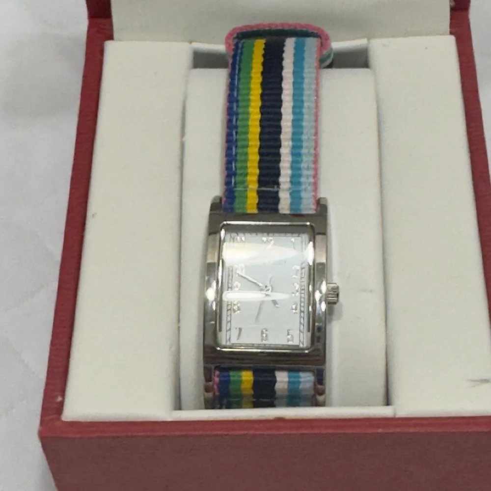 Anne Klein VINTAGE Woman's Rainbow Belt Watch Y121E 10/6465 Japan Movt Quartz
